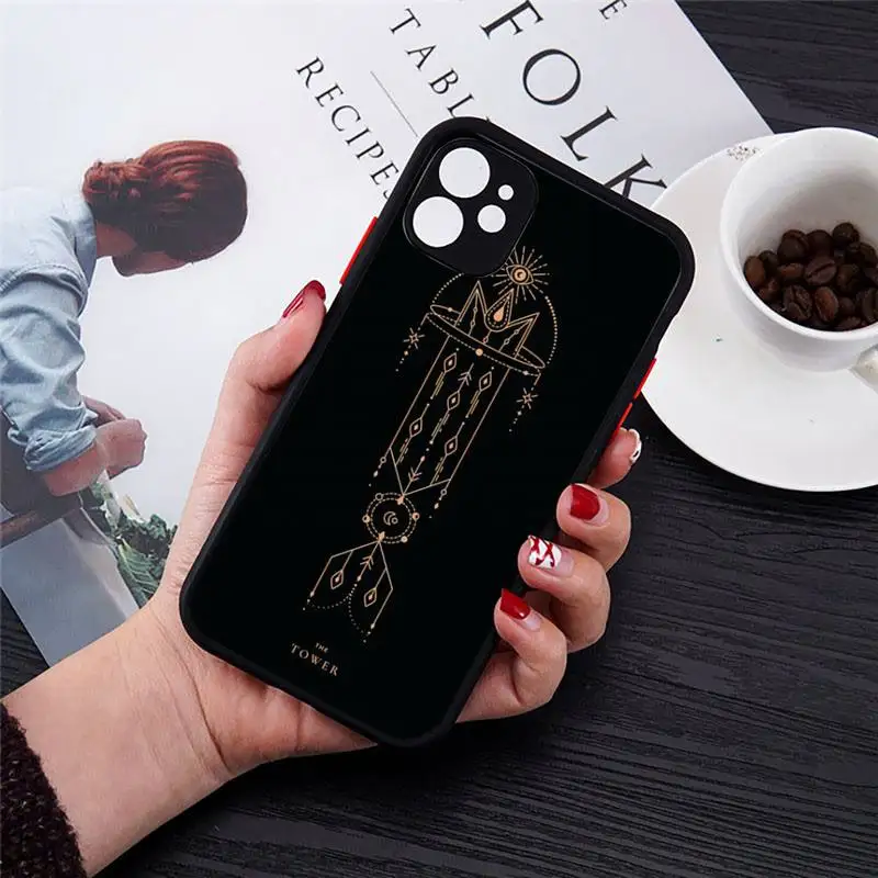 

Tarot Cards Tattoo Phone Case Transparent Matte for iPhone 7 8 11 12 s mini pro X XS XR MAX Plus cover funda