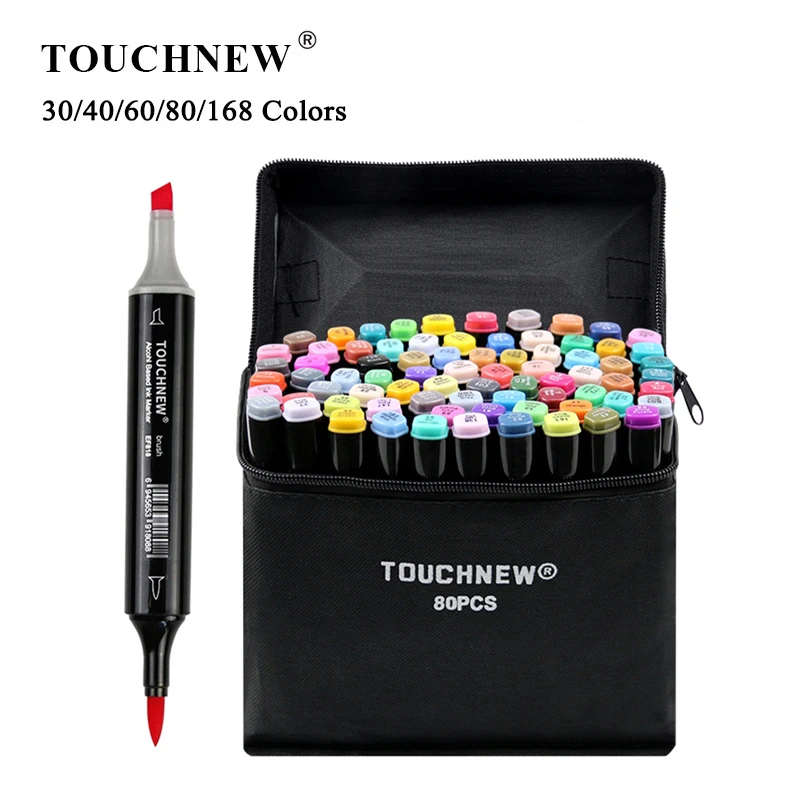 

TOUCHNEW 30//40/60/80/168 Soft Brush Markers Pen Set Sketch Brush Markers Alcohol Based Manga Drawing Animation Art Supplies