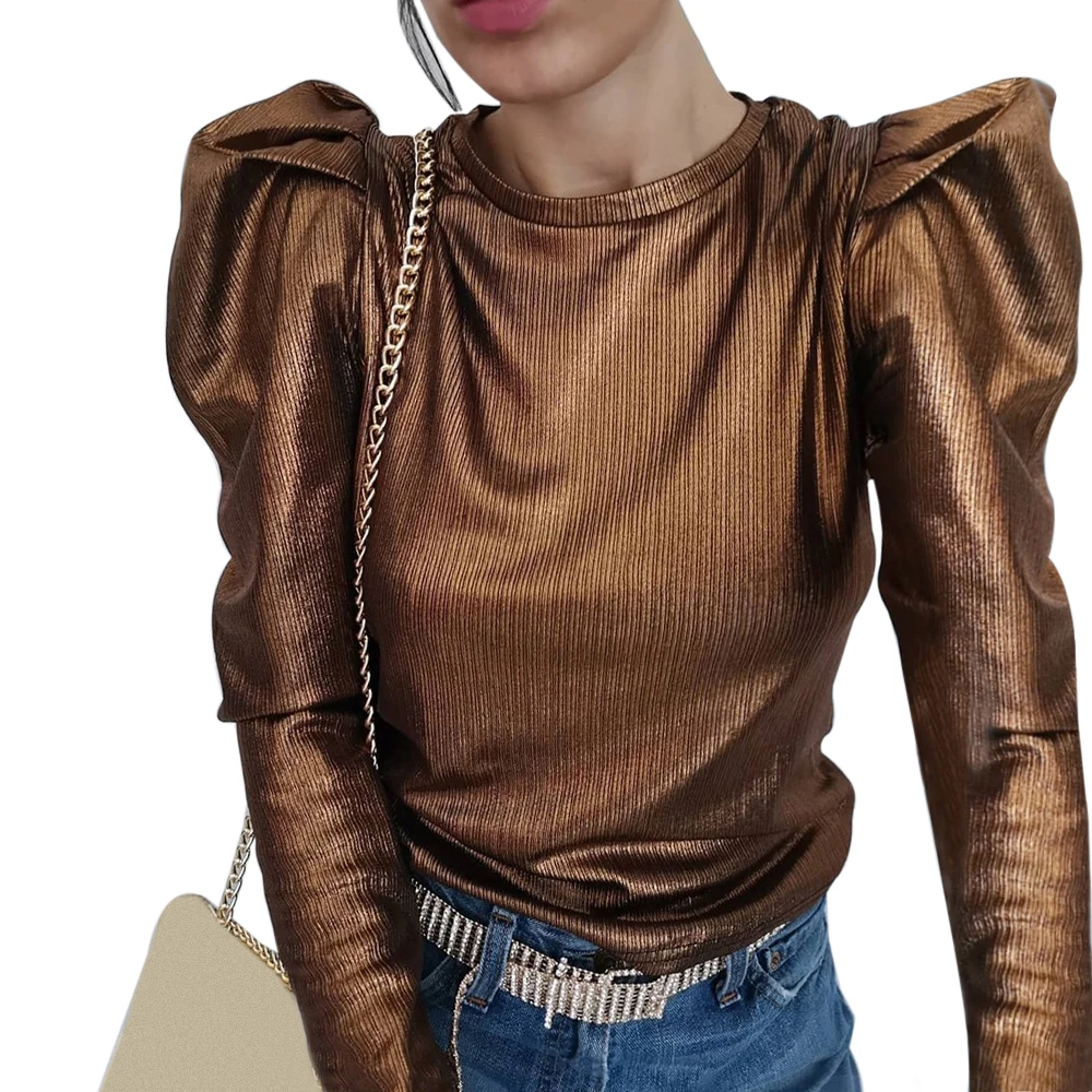 CALOFE новинка 2019 рубашка с пышными плечами женская осенняя одноцветная блузки