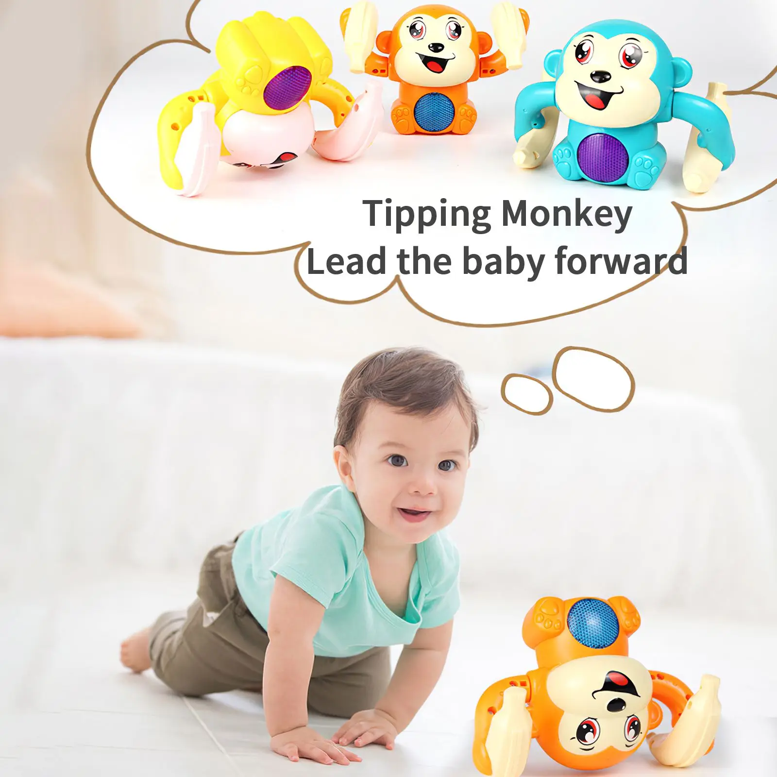 

Musical Rolling Monkey Toy Tumbling Monkey Toy Voice-Activated Induction Tumbling Monkey Interesting Doll with Music Light Toys