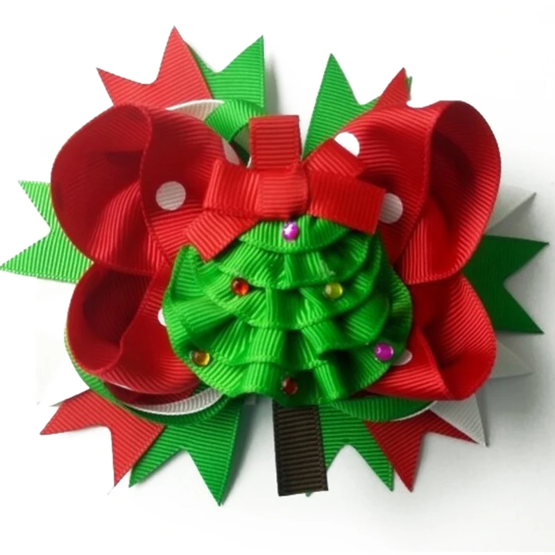 5 дюймов DIY Рождественская елка Бутик ленты для волос Аллигатор зажимы девушки