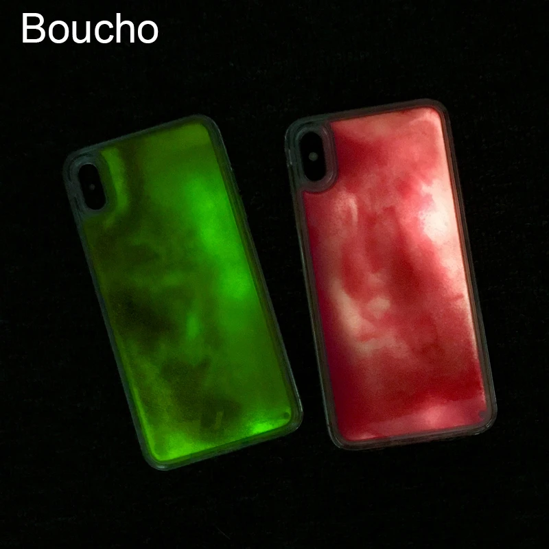Блестящий светящийся неоновый песок чехол для iphone SE 11 Pro XS MAX XR X 6 6s 7 8 Plus жидкий