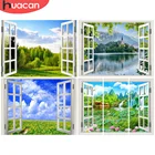 Алмазная живопись HUACAN с природным ландшафтом, алмазная вышивка, мозаика, украшение на окно для дома, ручная работа, подарок