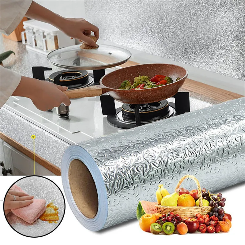 Маслостойкая настенная наклейка из алюминиевой фольги самоклеящаяся DIY кухонная