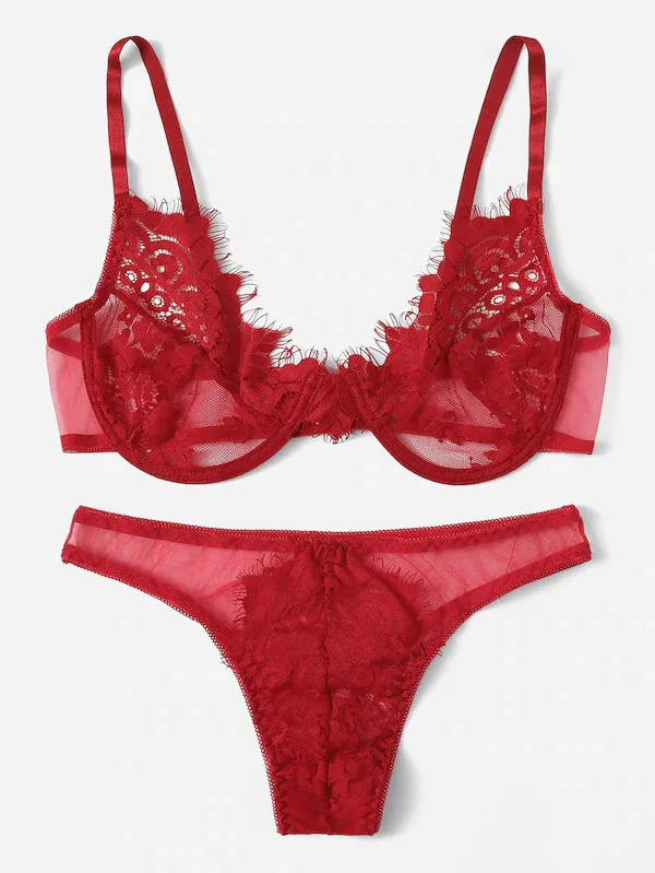 Бюстгальтер и трусики женские кружевные 3 цвета|Комплекты нижнего белья| |