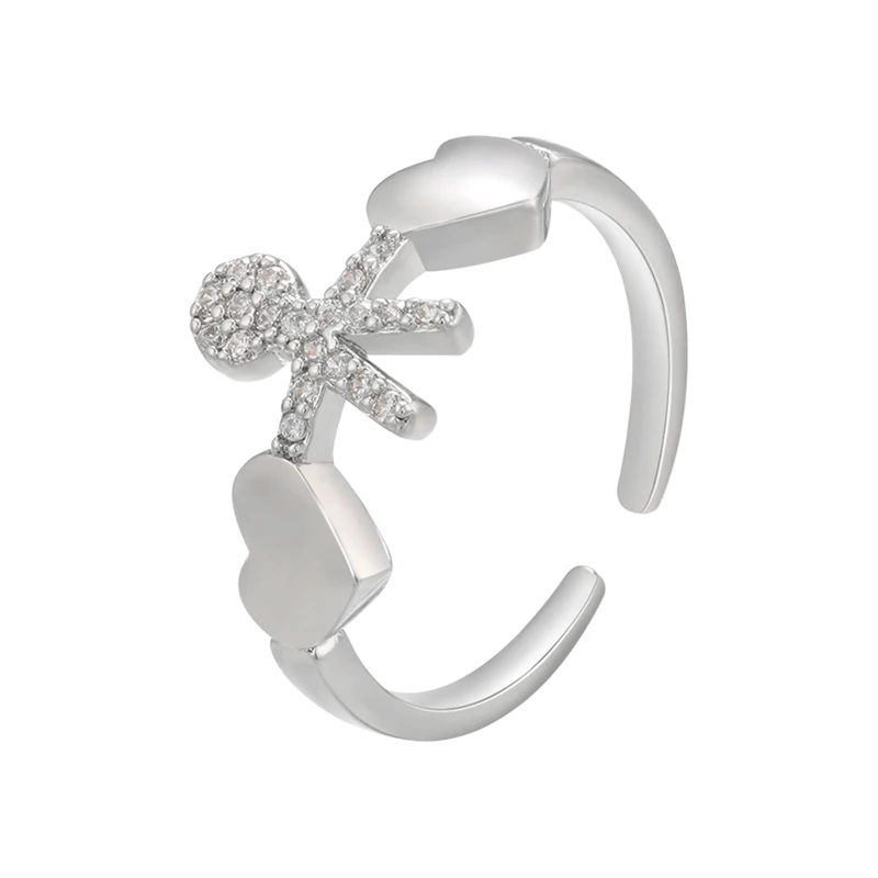 ZHUKOU Новое серебряное кольцо в виде марионетки с фианитом свадебное Открытое для