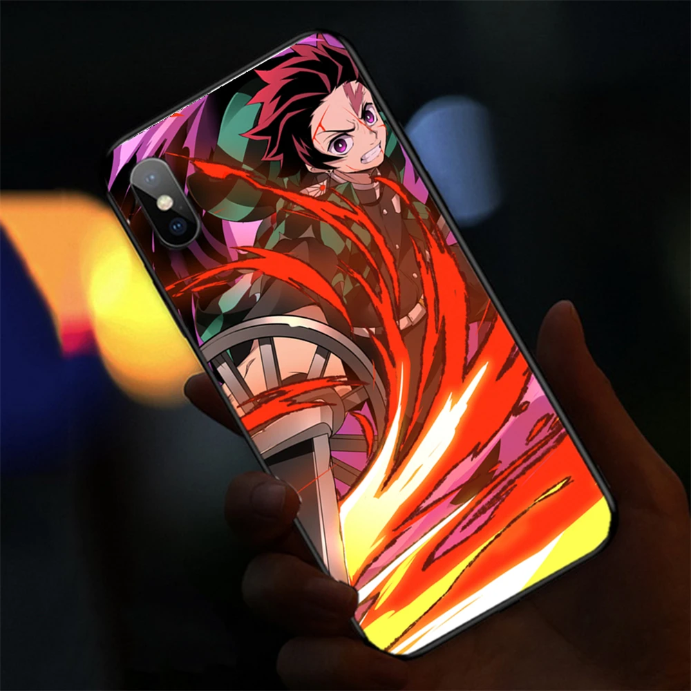 2021 sıcak satış No.1 japon Anime temperli cam telefon kılıfı ile LED ışık Up iPhone 13 için 12 Pro Max 11 XS 8 7 6 ücretsiz kargo