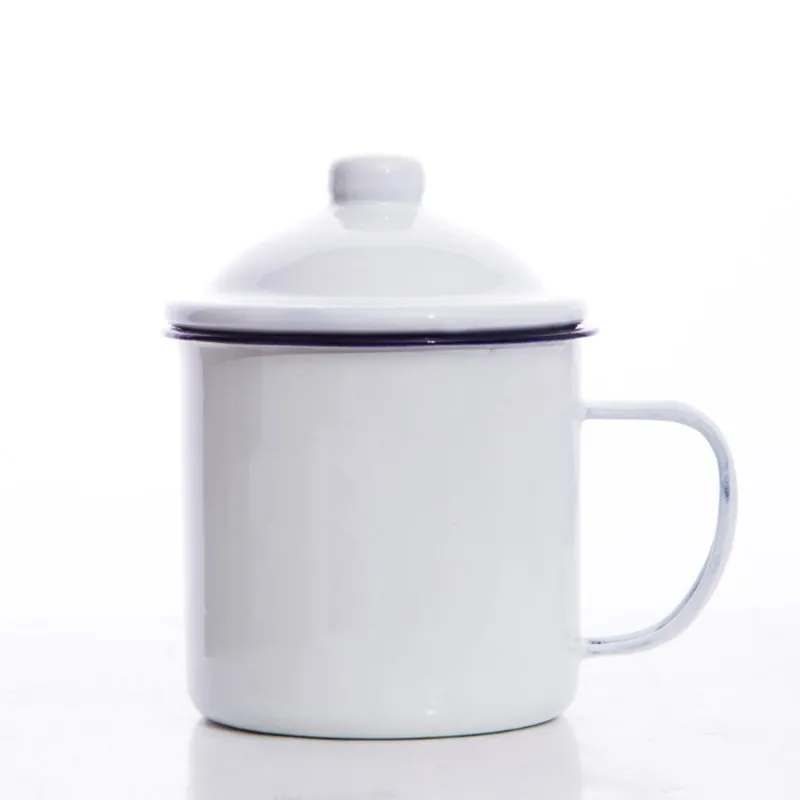 Классическая эмалированная чашка с крышкой винтажная кофейная ностальгическая