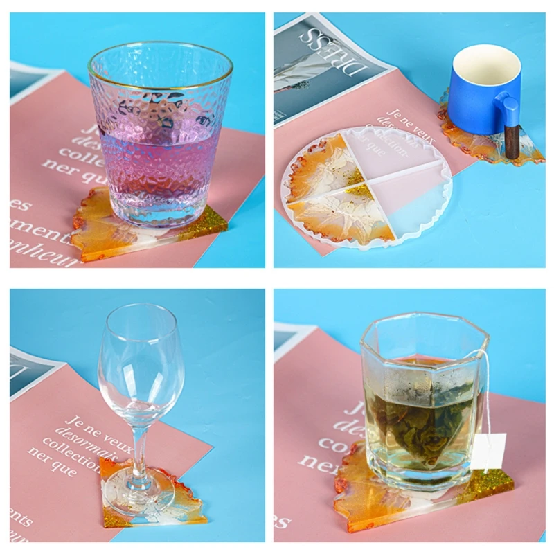 

Agate Coaster Epoxy Resin Mold Irregular Wavy Cup Mat Silicone Mould DIY Crafts Home Decortaions Casting Tools