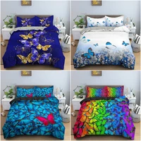 butterfly bedding set blue butterflies duvet cover bed set 23 piece microfiber quilt cover comforter bedding set queen king