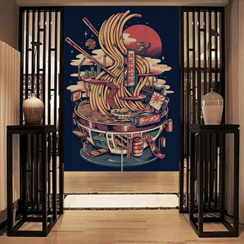 Декоративная занавеска в японском стиле для окна двери кухни комнаты тканевый