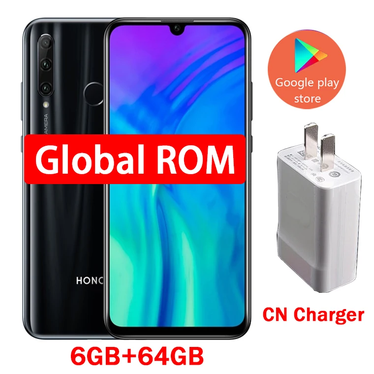 honor 20i, honor 20, i, смартфон, Android 9,0, четыре ядра, 6,5 дюймов, полный экран, двойная камера, 3 слота, сотовый телефон - Цвет: 6 64 Black