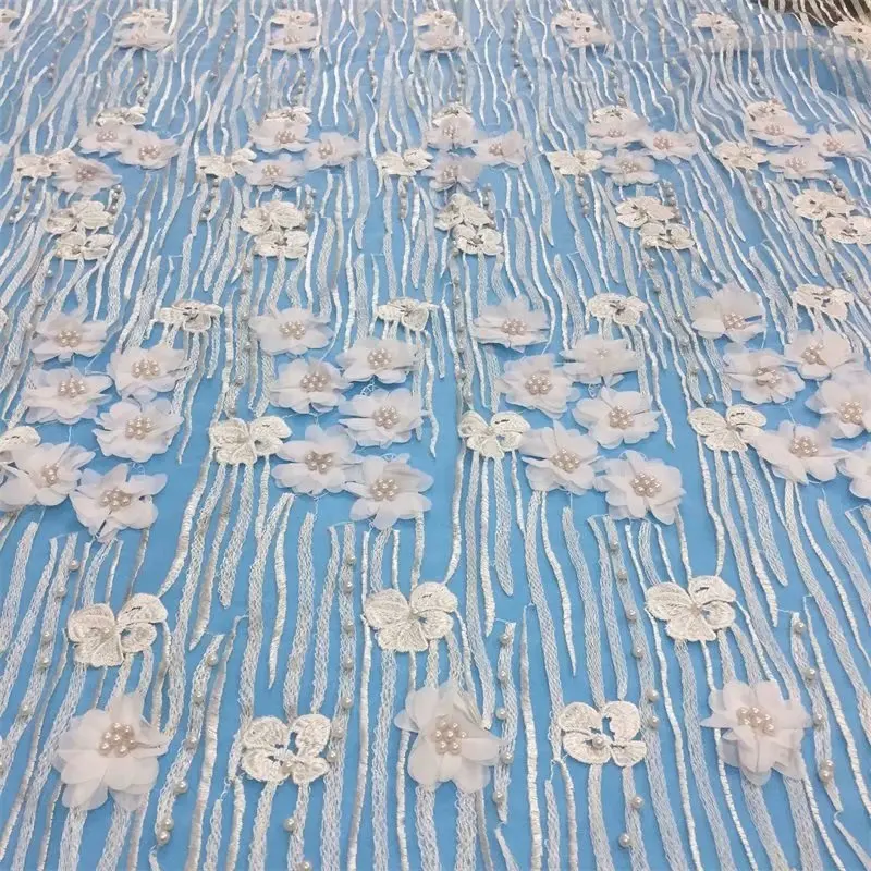 High quality 3D applique embroidery African lace fabric French mesh Nigerian suitable for DIY party evening dress wedding | Дом и сад
