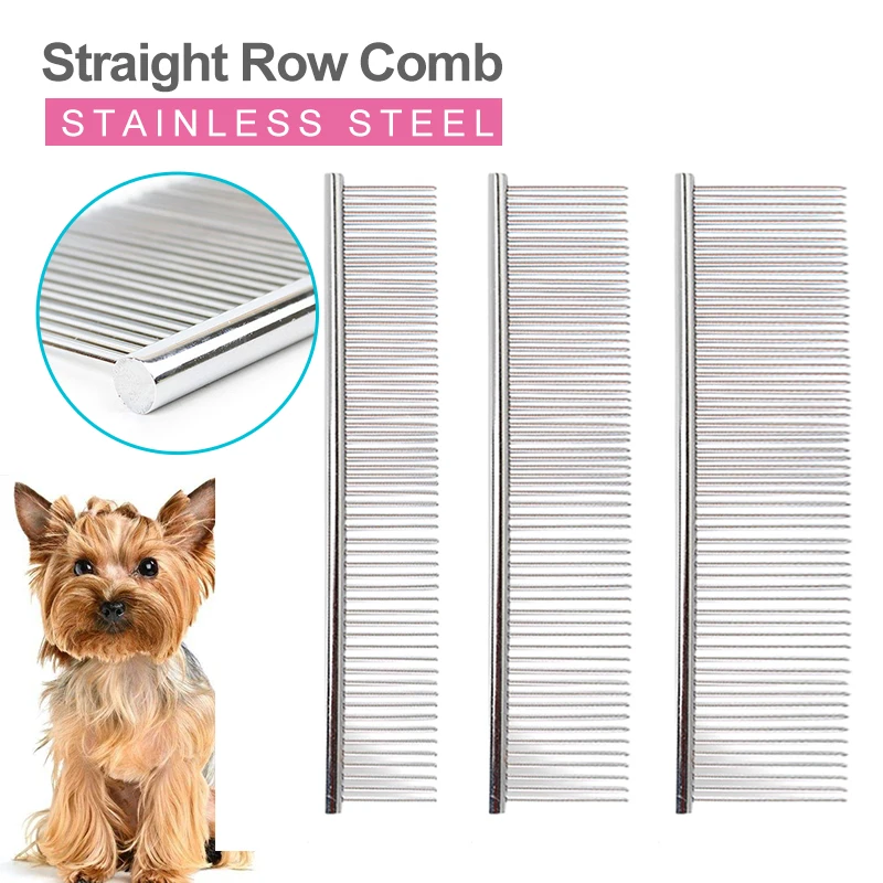 

Dog Cat Stainless Steel Comb Straight Row Comb Anti Static Pet Hair Hair Removal Cleaning Beauty Tool Trimmer Combs Pet Supplies