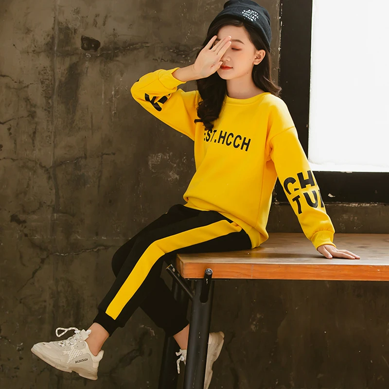 2021 Одежда для девочек на весну осень Рубашки с длинными рукавами + штаны костюмы