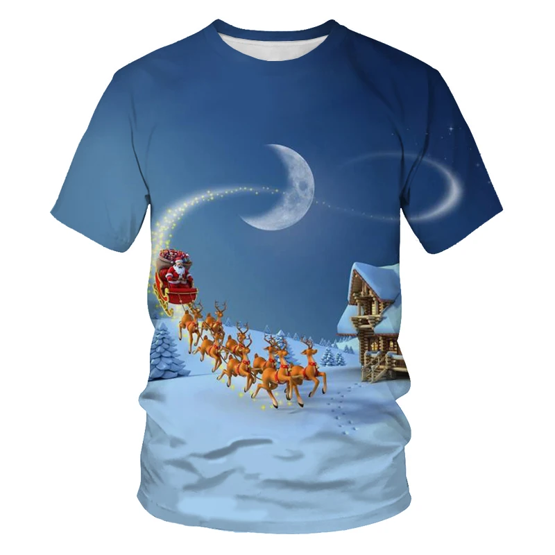 

2021 Summer Men's 3D Printed Christmas Atmosphere T-shirt New Comfortable Sports Loose Short Sleeve XXS-6XL