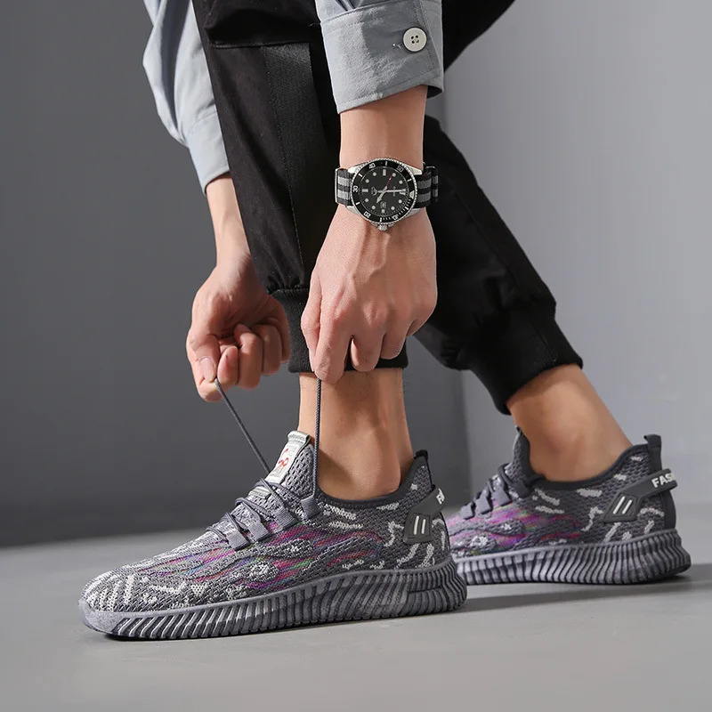 

Кроссовки мужские сетчатые на шнуровке, легкие кеды, Вулканизированная подошва, Повседневная прогулочная обувь