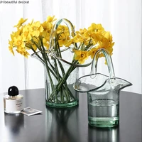 nordic creative storage basket glass vase transparent bag simple decoration hydroponic living room flower arrangement table