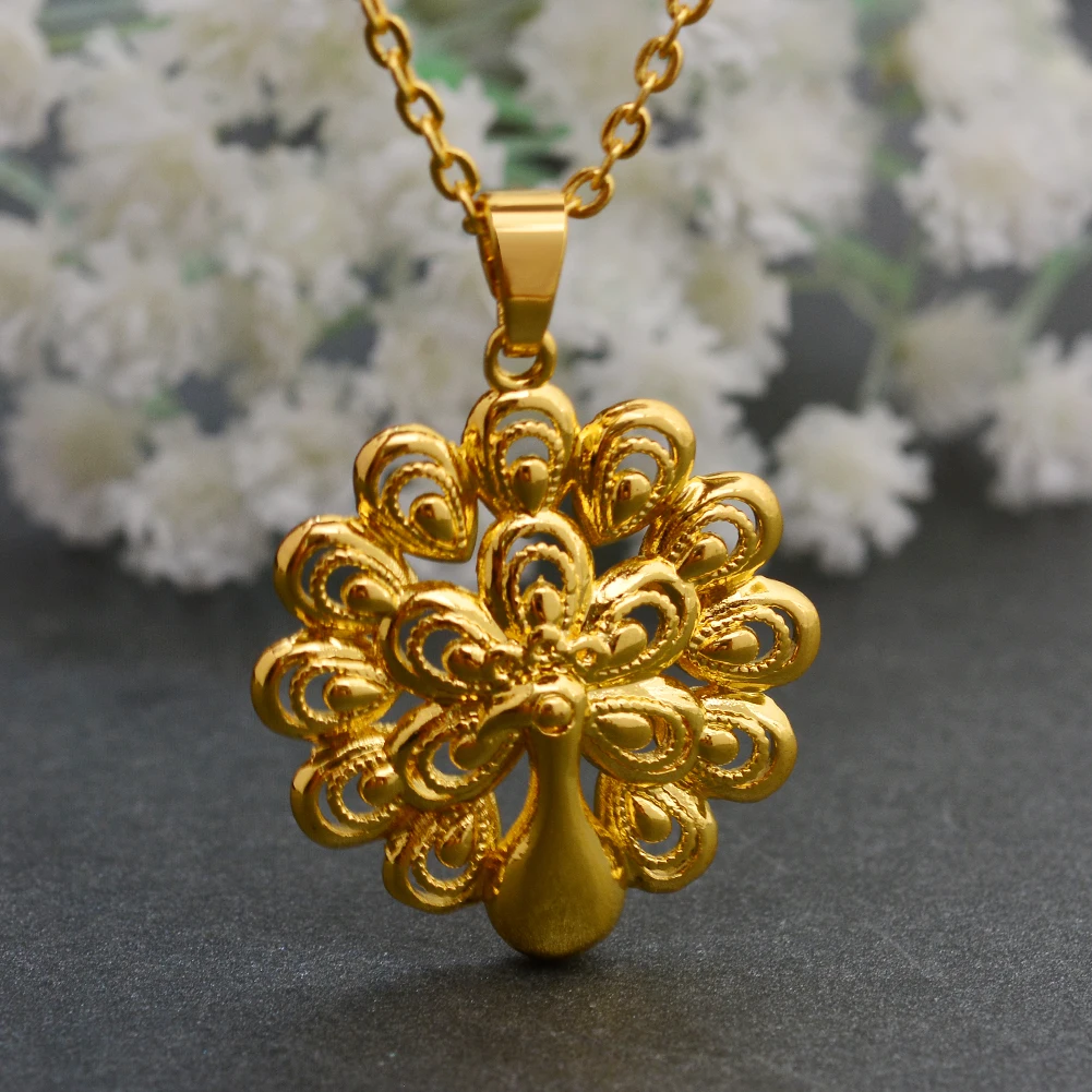 WANDO Этническая 24K Феникс Подвеска золотого цвета кулон ожерелья для женщин