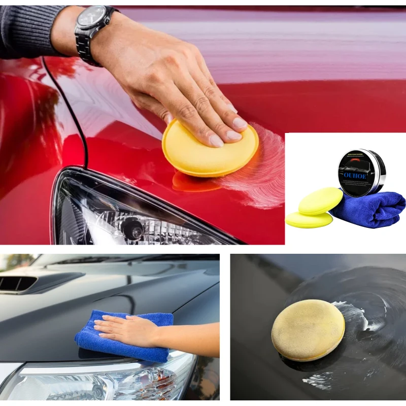 50g/120g Car Wax Crystal Plating Set Hard Glossy Layer Covering Tiny Scratch Repair Maintenance With Sponge And Towel | Автомобили и