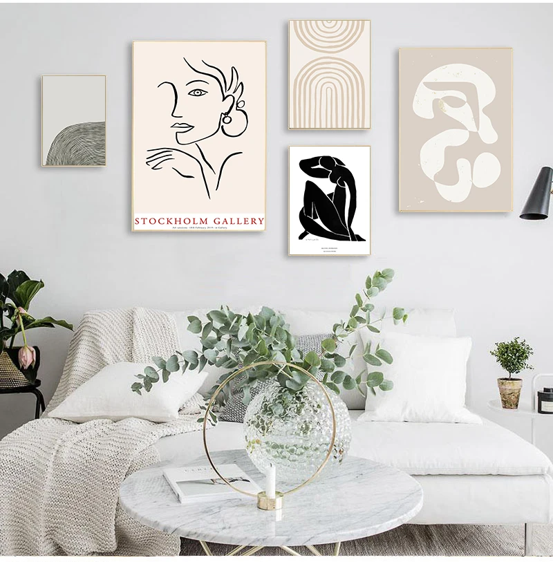 

Canvas Painting Abstract Scandinavia Trendy Boho Beige Colors Minimalist Print poster Wall Art Pictures Living Room Home Decor