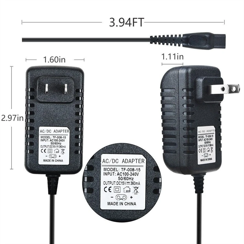 

5.4W 15V/0.36A Shaver Power Adapter Charger for Shaver HQ8505 AT790 AT810
