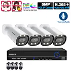 5MP IP камера видеонаблюдения системы безопасности 4CH 4K NVR Kit наружная водонепроницаемая цветная система видеонаблюдения с ночным видением XMEY