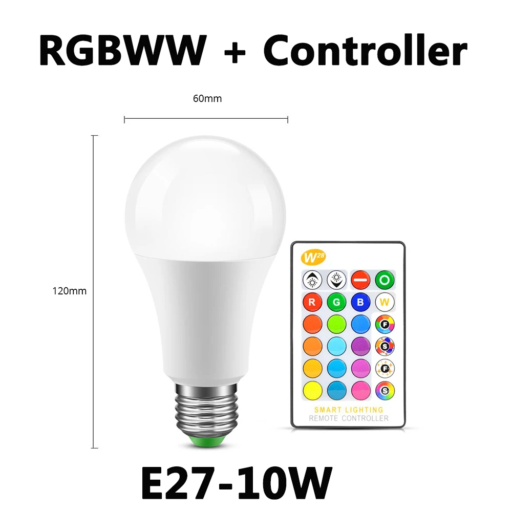 RGBWW-Remote E27-10W E27 Bluetooth RGB светодиодный светильник E14 Светодиодный светильник с ИК-пультом дистанционного управления волшебный светильник для домашнего декора умный IC светильник ing лампа - Испускаемый цвет: RGBWW-Remote E27-10W