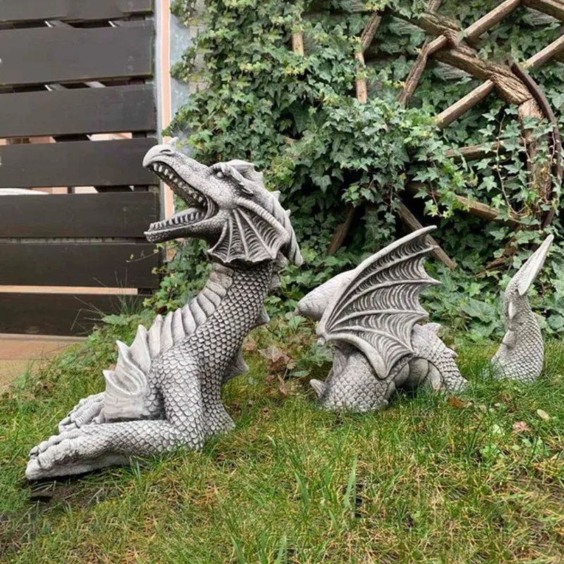 

Resin Dragon Statue Garden Ornament Sculptures Portrait Stone Decoration Outdoor Lawn Yard Garden Decor Crafts Gift New