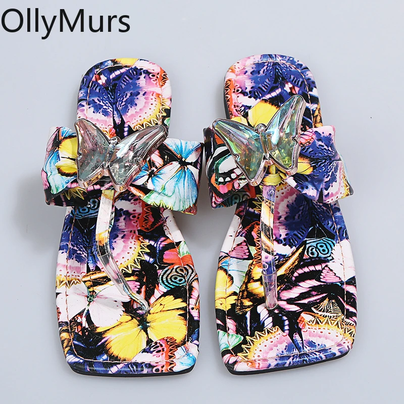 

New 2021 Casual Shoes Women Sandals Style Bowknot Fashion Flip Flops Quality Flats Solid Woman Size 35-43 Print Calzado Mujer