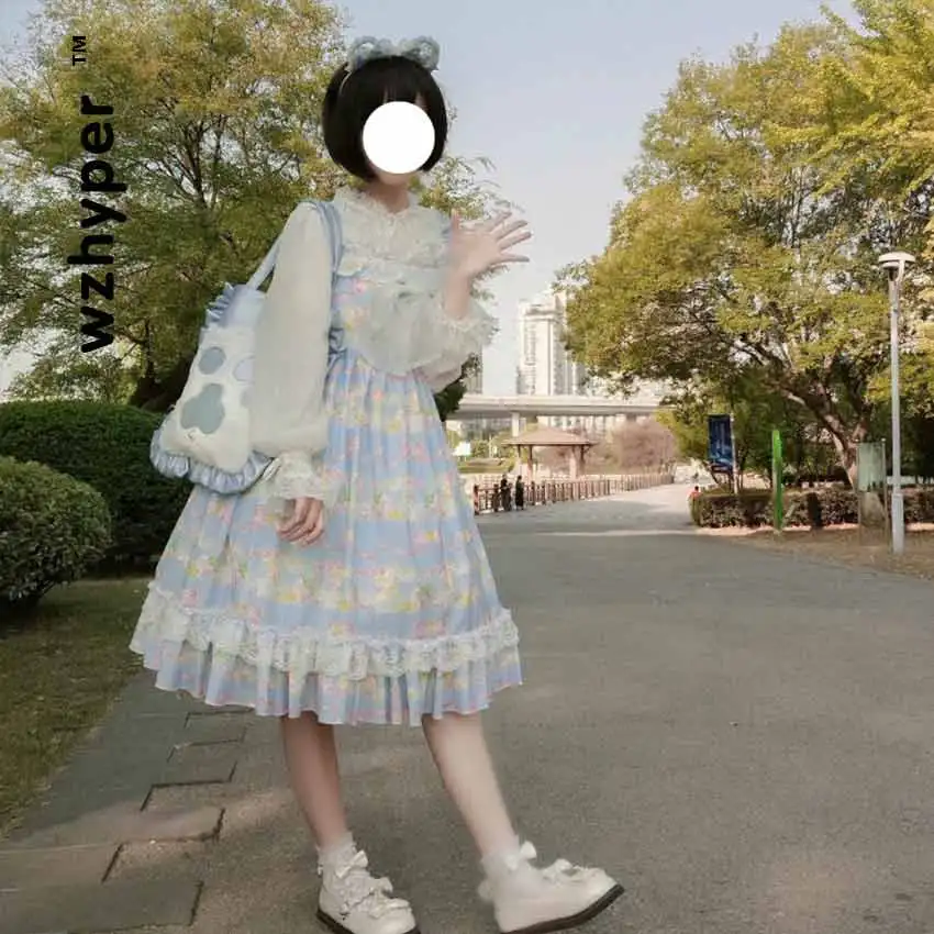 

Cute Gothic Lolita Dress Harajuku Street Fashion Cross Cosplay Female Bow Dress Japanese Soft Sister Style Dress