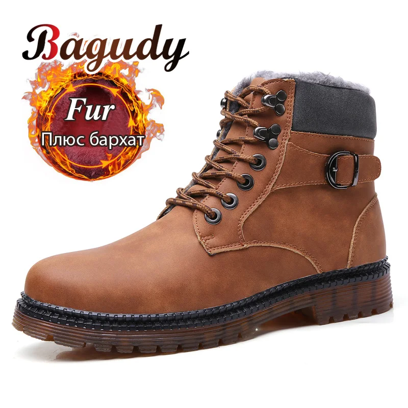 Мужские ботильоны с теплым мехом мужские зимние ботинки повседневные