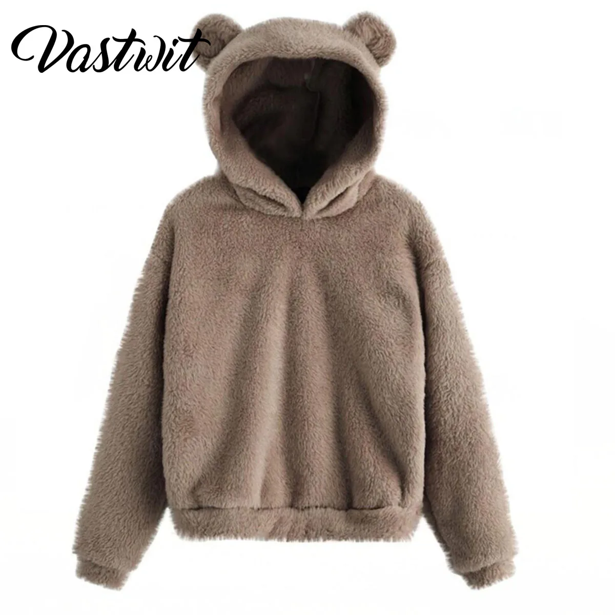 

Womens Fleece Winter Warm Faux Fur Oversized Plus Size Hooded Pullovers Coat Jacket Kawaii Cute Bear Ear Outwear