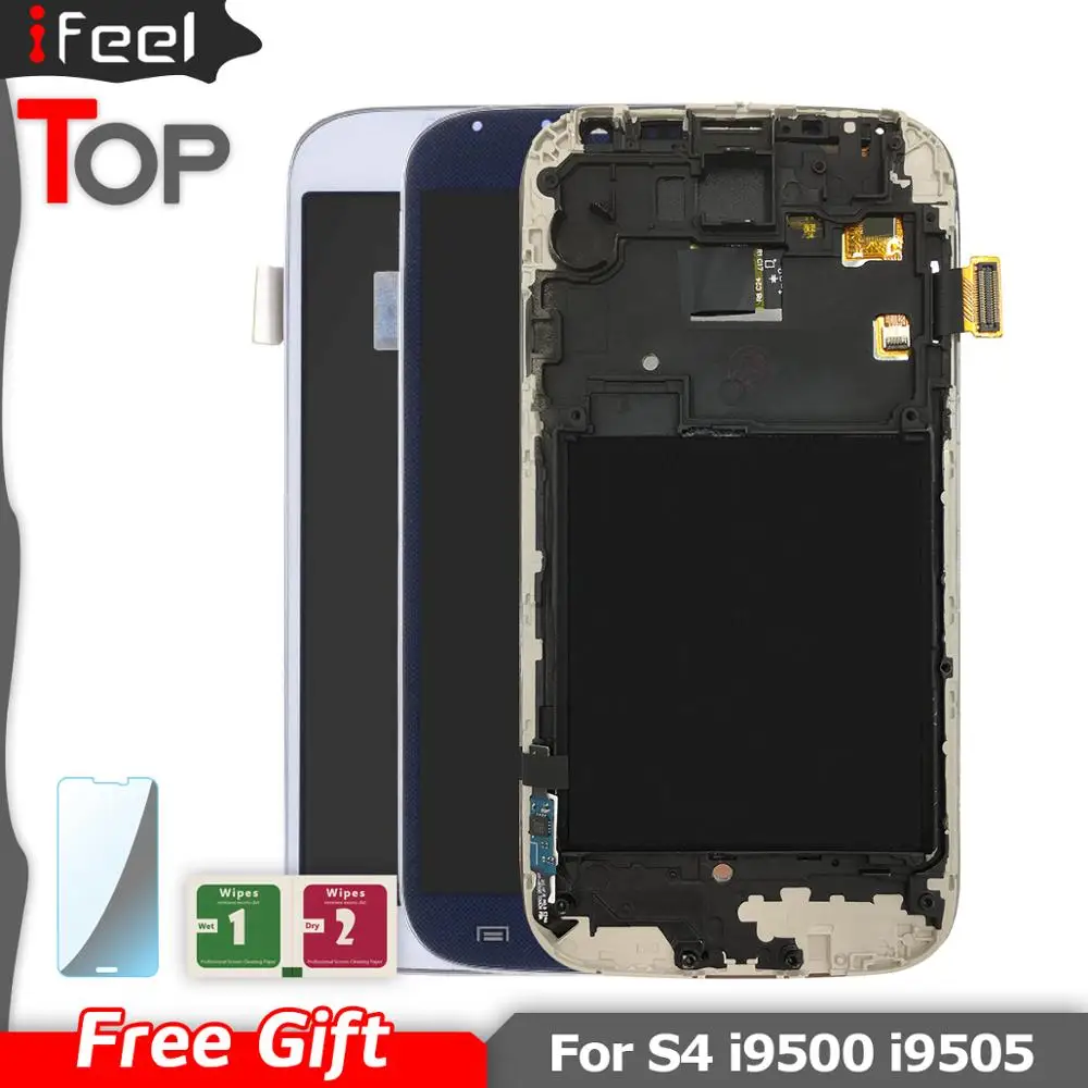 Высококачественный ЖК дисплей для SAMSUNG Galaxy S4 с рамкой GT i9505 i9500 сенсорный экран