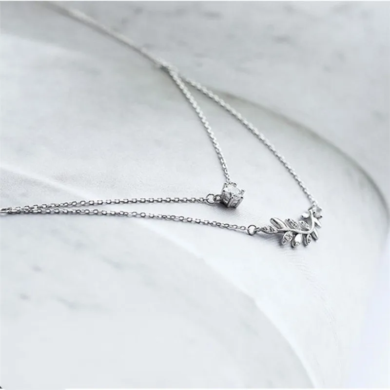 Женское Двухслойное ожерелье до ключиц серебро 925 пробы|Ожерелья| |