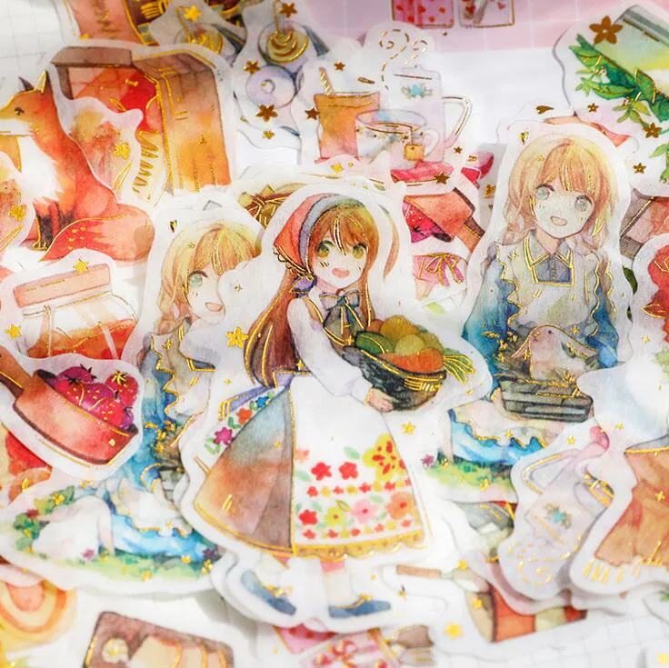 

50pcs/Pack Season Series Kawaii Decorative Stationery Bronzing Stickers Scrapbooking DIY Diary Album Label(ss-739)