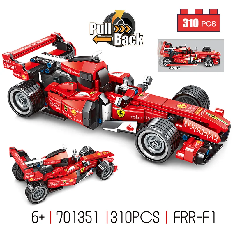 Technic F1 гоночный автомобиль создатель тяги назад Модель 310 шт Строительные блоки