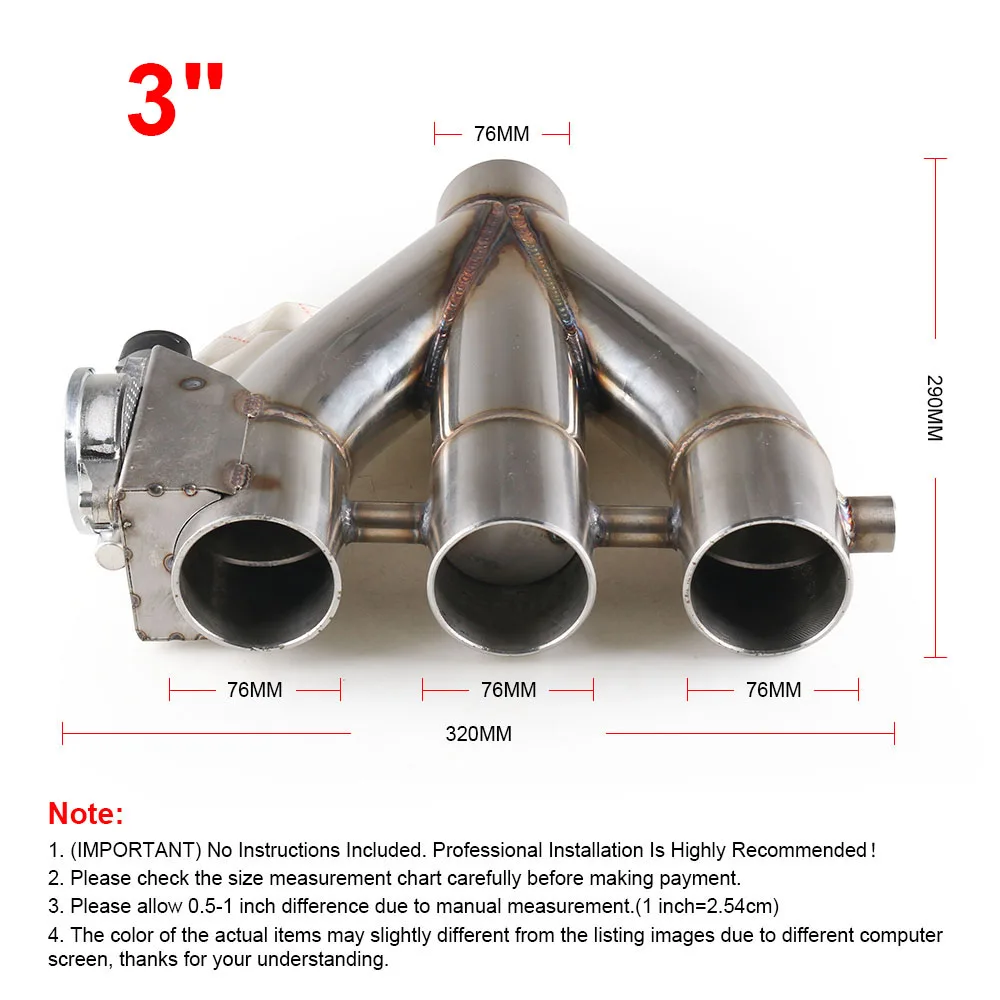 Электрическая выхлопная труба из нержавеющей стали 2 5 дюйма 3 0 тройной клапан с