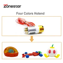 ZONESTAR 4-IN-1-OUT Mixing Color Hotend Four Color Multi Color 1.75mm Filament 0.4mm Nozzle 3D Printer Parts 24V Extruder J-head