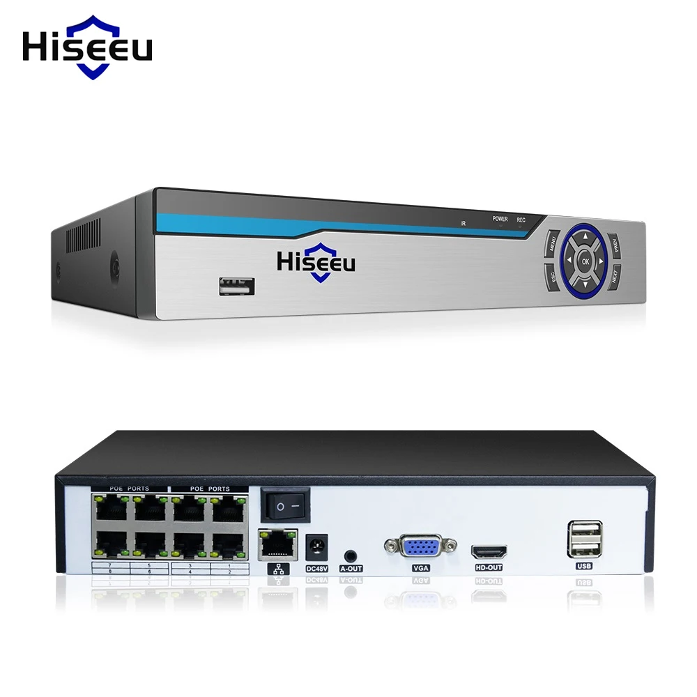 

Hiseeu 4K 8MP POE NVR 8CH Audio ONVIF H.265 Surveillance Security Video Recorder for POE IP 1080P 4MP 5MP 8MP Camera CCTVT Parts