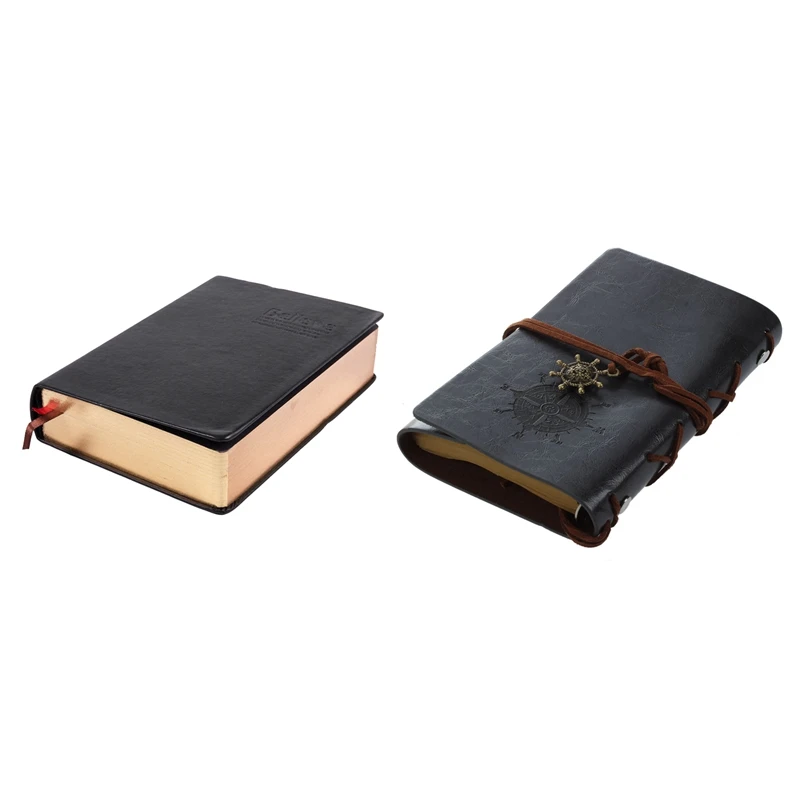 2 шт. Ретро Винтажные кожаные пустые страницы дневник блокнот (черный и