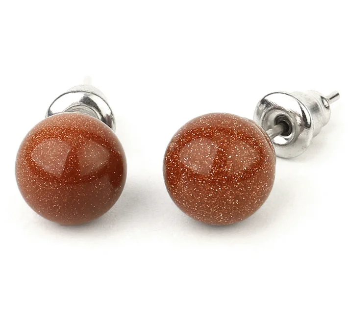

Delicate Small Round Stud Earrings Natural Stone Crystal Earring For Women