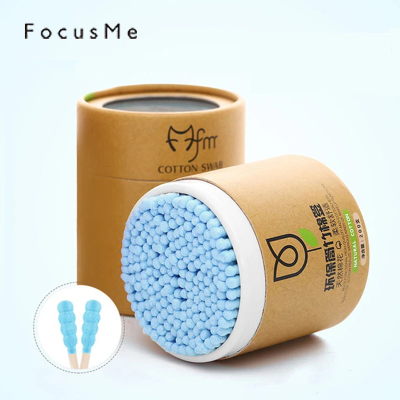 200 шт./кор. бамбуковые черные ватные палочки деревянные Мягкий хлопок бутон уши и