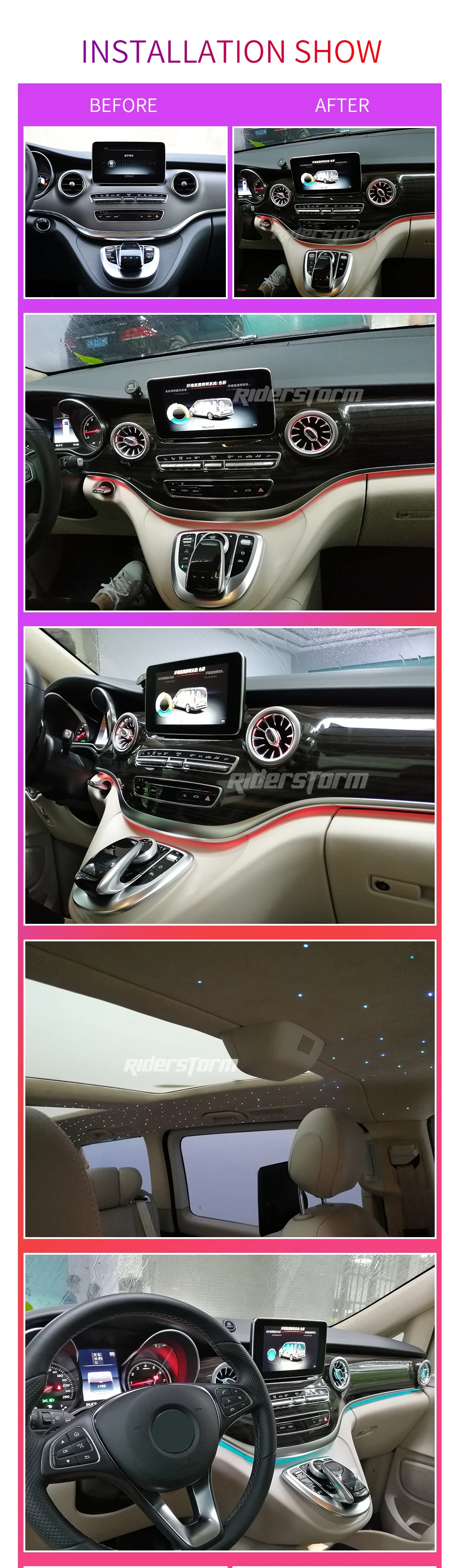 Для V класса W447 V260 64 цвета led вентиляционное отверстие Передняя панель led вентиляционное отверстие атмосферный светильник 4 шт