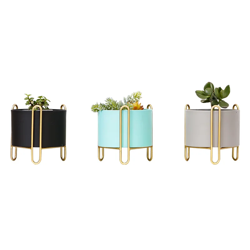 Nordic Small Metal Plant Stand Balcony Flower Pot Holders Office Desktop Succulent Green Potted Racks Storage Home Decor Gold | Дом и сад