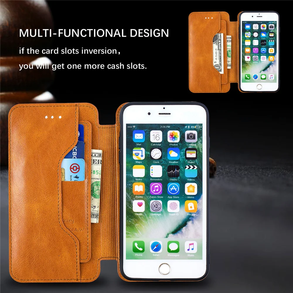 Качественный флип-кожаный чехол для iPhone 11 Pro XS Max XR X 8 7 6 6s Plus, Ретро Магнитный кошелек, держатель для карт, Обложка для книги, Coque Etui