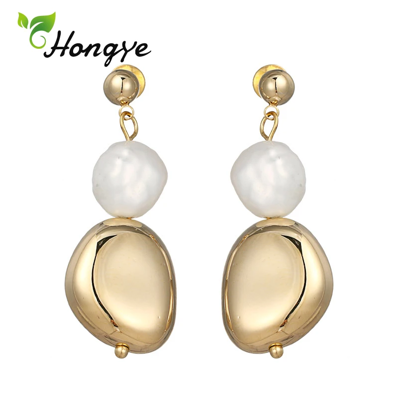 Korean Design Vintage Baroque Freshwater Pearl Earrings Irregular Bead Pendant Drop Earrings for Woman Birthday Present Jewelry