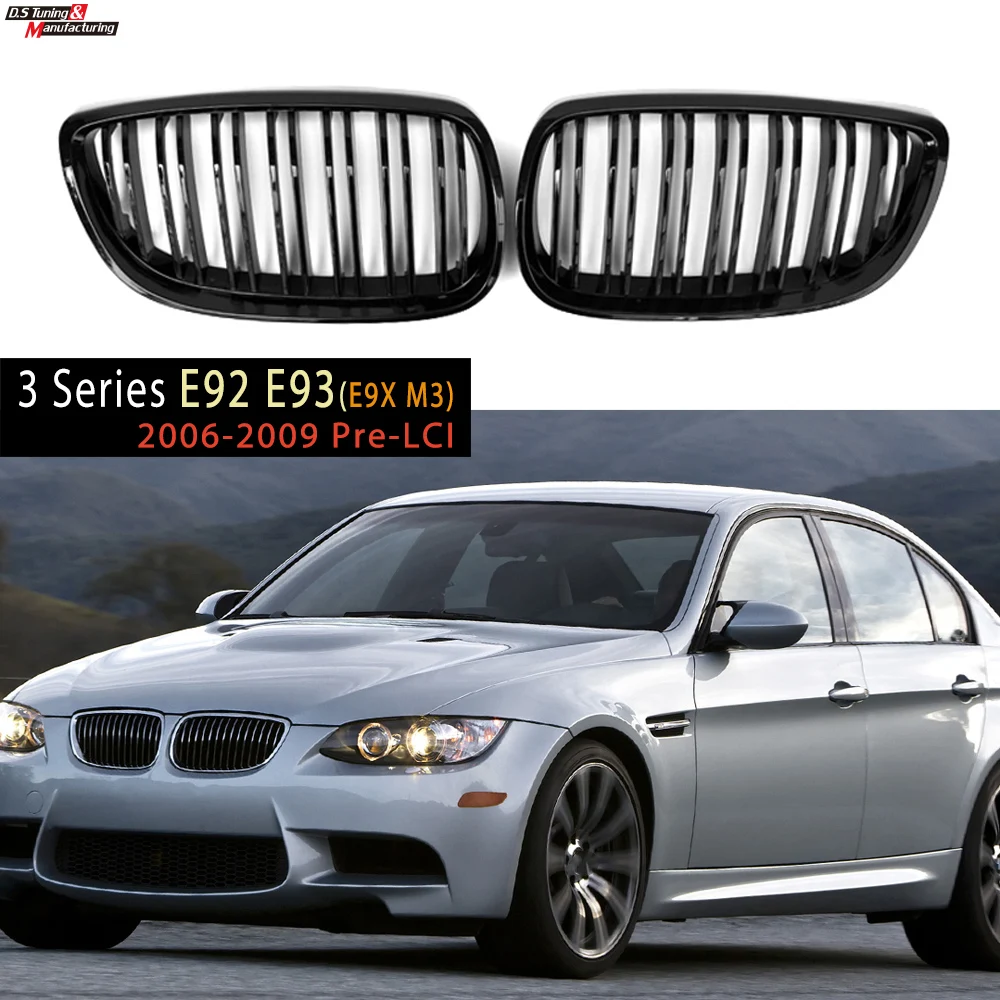 3 серии E92 E93 Pre-LCI 2006 - 2009 двойная соль Abs Черная решетка решетки для почек BMW и всех