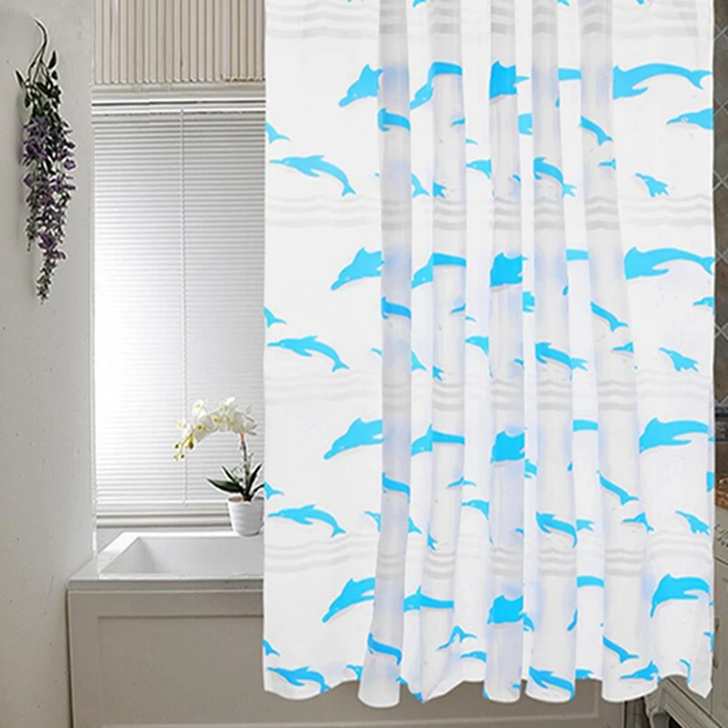 Сатиновый Дельфин узор занавеска для душа водонепроницаемый плесени моющиеся