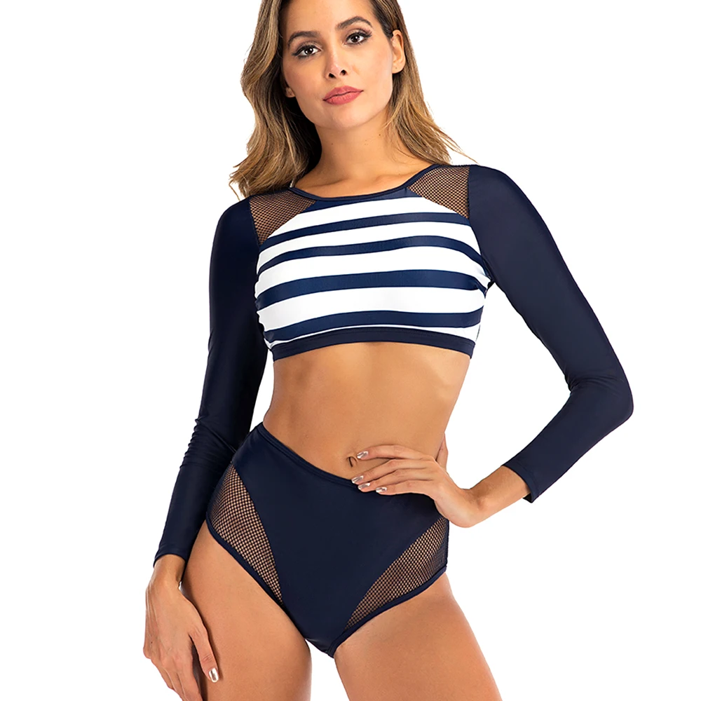 Женские Модные полосатые костюмы из двух частей с длинными рукавами женский